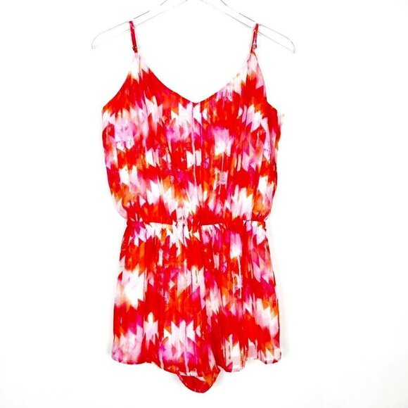 Show Me Your Mumu Rorey Romper Women's Large Pink Orange White Print Beachy - Picture 1 of 12